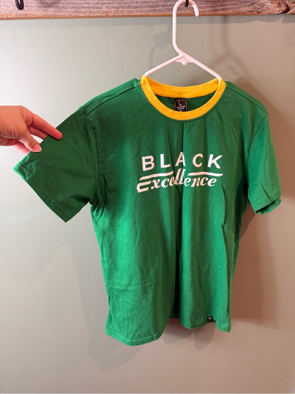 Mens Green "Black Excellence" Graphic Tee with Yellow Trim